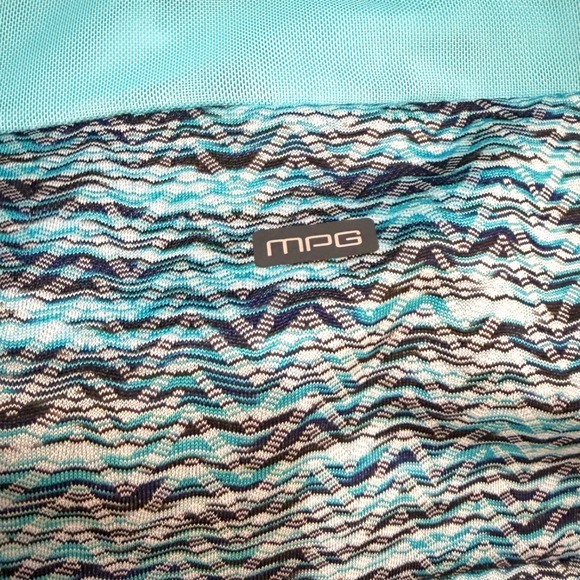 MPG Athletic Dress Blue Teal Chevron Print Racerback Sleeveless Athleisure M - Picture 3 of 4